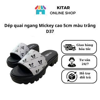 Dép nữ quai ngang mickey đế bánh mì 5cm chống trơn, chất Eva nhẹ, size 36-39 màu đen, trắng, bơ D37