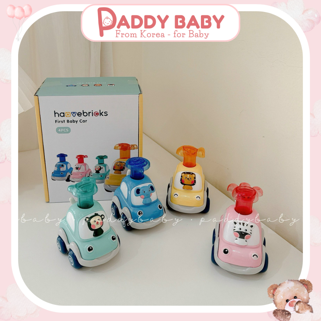 Set 4 Xe đồ chơi Haavebricks Hàn Quốc cho bé từ 3m+