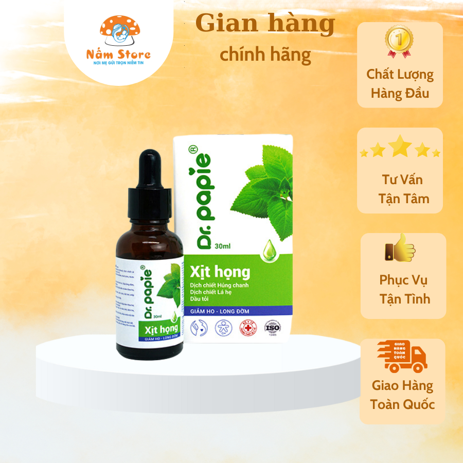 Xịt Họng Húng Chanh Cho Bé Dr.Papie, Siro Ho, Xịt Họng Tinh Dầu Húng Chanh Cho Trẻ Em Sơ Sinh