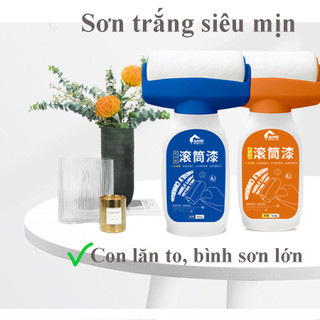 Sơn tường kèm con lăn màu trắng, bình sơn con lăn 100g -500g -1000g