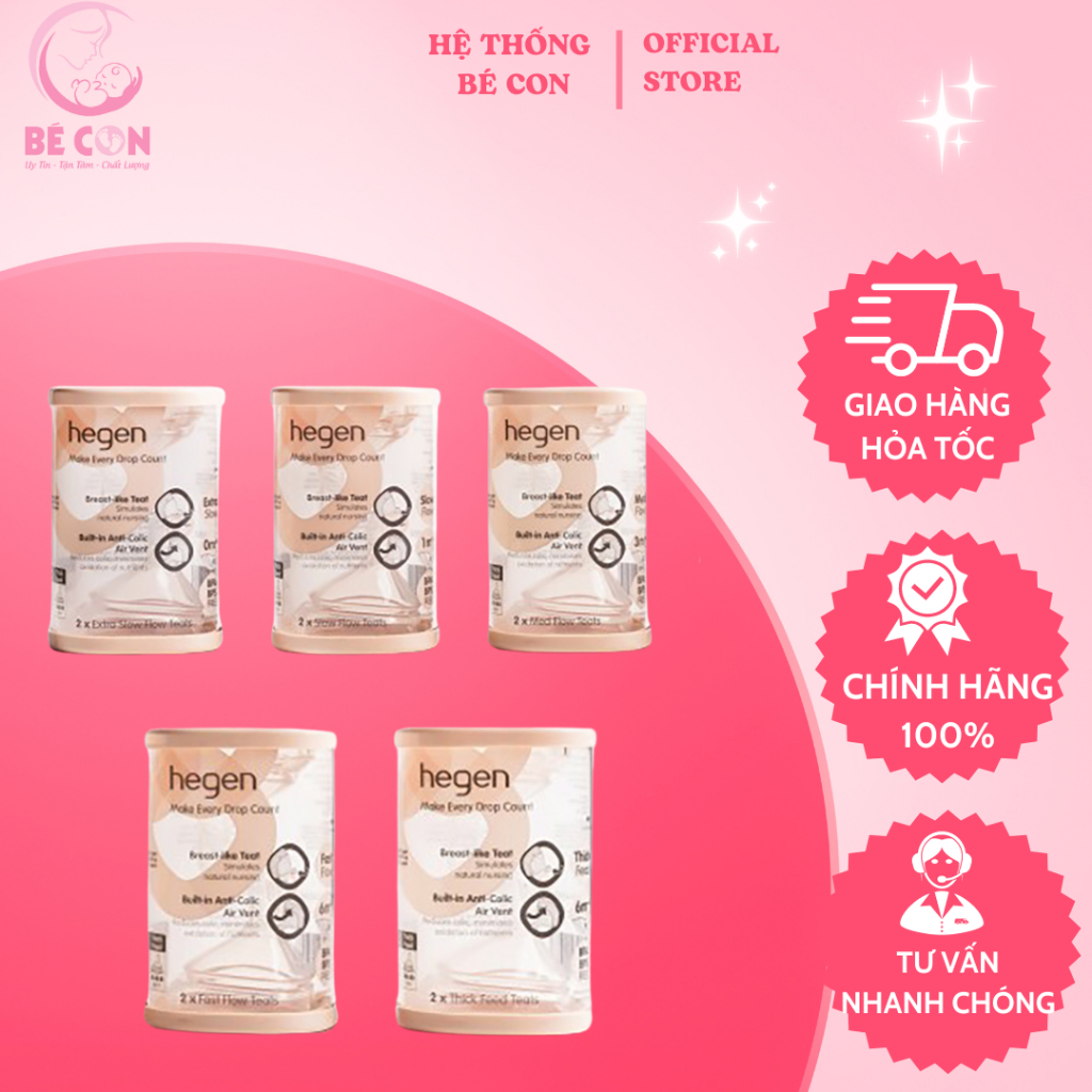 [Siêu Sale] [Ảnh thật] [Chính hãng] Núm ti Hegen size số 0-1-2-3 ( Hộp 2 núm )