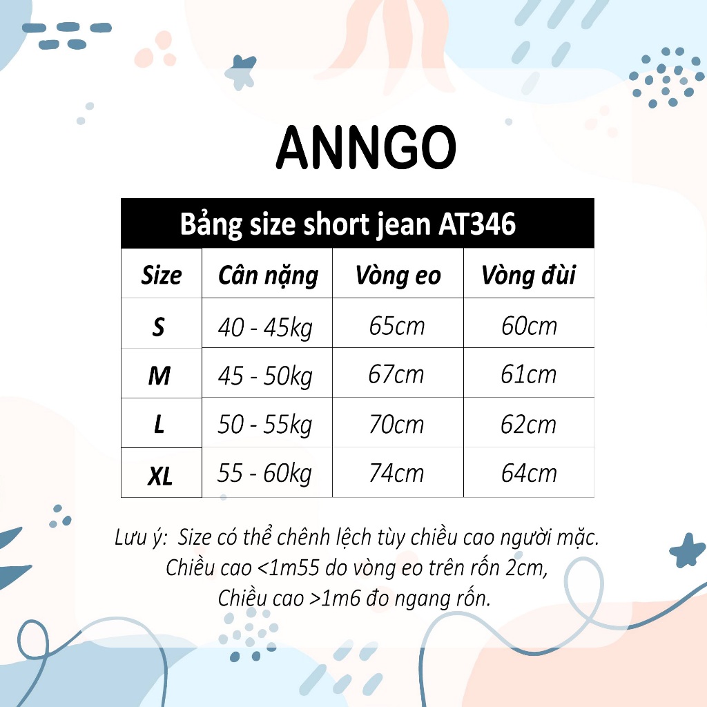 (Có big size) Quần short jean nữ lưng cao ống rộng, chất vải denim không co giãn  cực xinh Anngo - AT346 | BigBuy360 - bigbuy360.vn