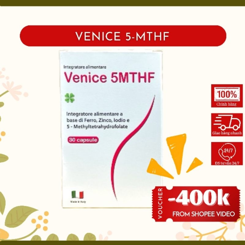 Venice 5-MTHF - Bổ Sung Folate, Ngăn Dị Tật Thai Nhi, Bổ Trứng, Tăng Khả Năng Sinh Sản, Hộp 30 Viên.