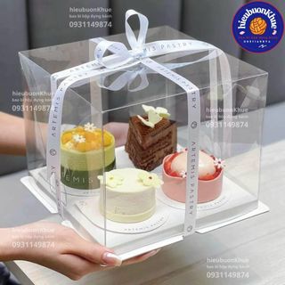 5 Hộp Bánh Sinh Nhật Trong Suôt Kèm Đế Trắng, Hộp Mica Đựng Bánh Kem, Cupcake, Bánh Kẹo, Quà Tặng