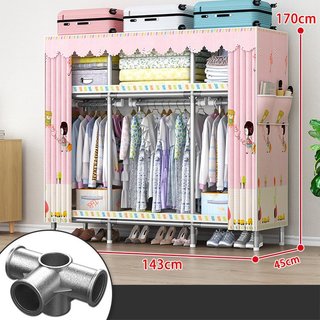 Tủ Vải Kệ Tủ Đựng Quần Áo Metal 3 Buồng Khung Thép Siêu Chắc Chắn