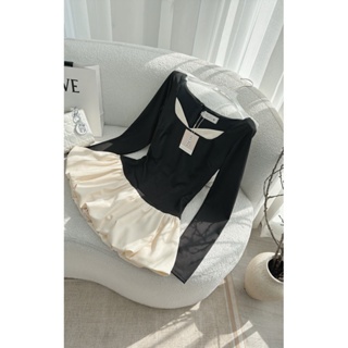 Đầm baby nữ kiểu phối màu có quần trong tà kiểu bí phồng xinh tay dài khoá kéo sau lưng chất vải thun phối KT Siu Xinh | BigBuy360 - bigbuy360.vn