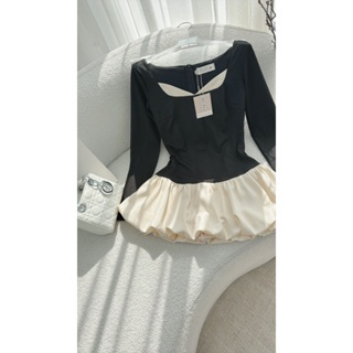 Đầm baby nữ kiểu phối màu có quần trong tà kiểu bí phồng xinh tay dài khoá kéo sau lưng chất vải thun phối KT Siu Xinh | BigBuy360 - bigbuy360.vn