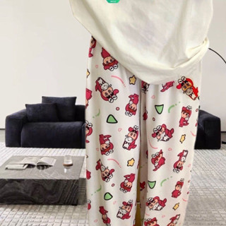  Quần Dài Nữ Mặc Nhà Form Suông In Hình Shin Khủng Long Dễ Thương Dễ Phối Đồ 