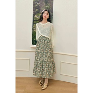 Set áo len & váy hoa dáng dài hàng xuất Kuose