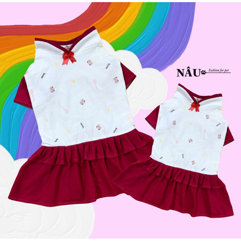 Đầm xếp ly cho chó mèo
