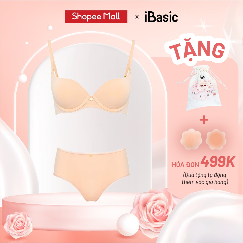 Set áo ngực có gọng mút mỏng trơn cup T-Shirt iBasic BRAW146 và quần PANW146