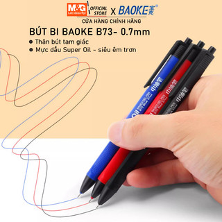 Bút bi thân tam giác mực dầu kiểu bút Baoke mã VL098 viết êm trơn nét 0.7mm 3 màu xanh đen đỏ