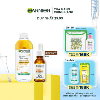 Bộ đôi Dưỡng chất 10% Vitamin C nguyên chất & Nước tẩy trang sạch sâu Garnier (30mlX400ml)