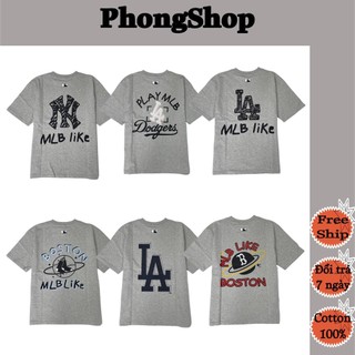 Áo thun MLB Tee Heather Grey thời trang nam nữ chất liệu cotton 2 chiều