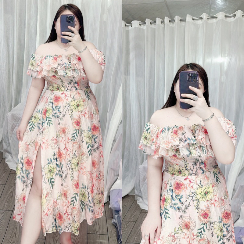 Đầm voan hoa xẻ tà