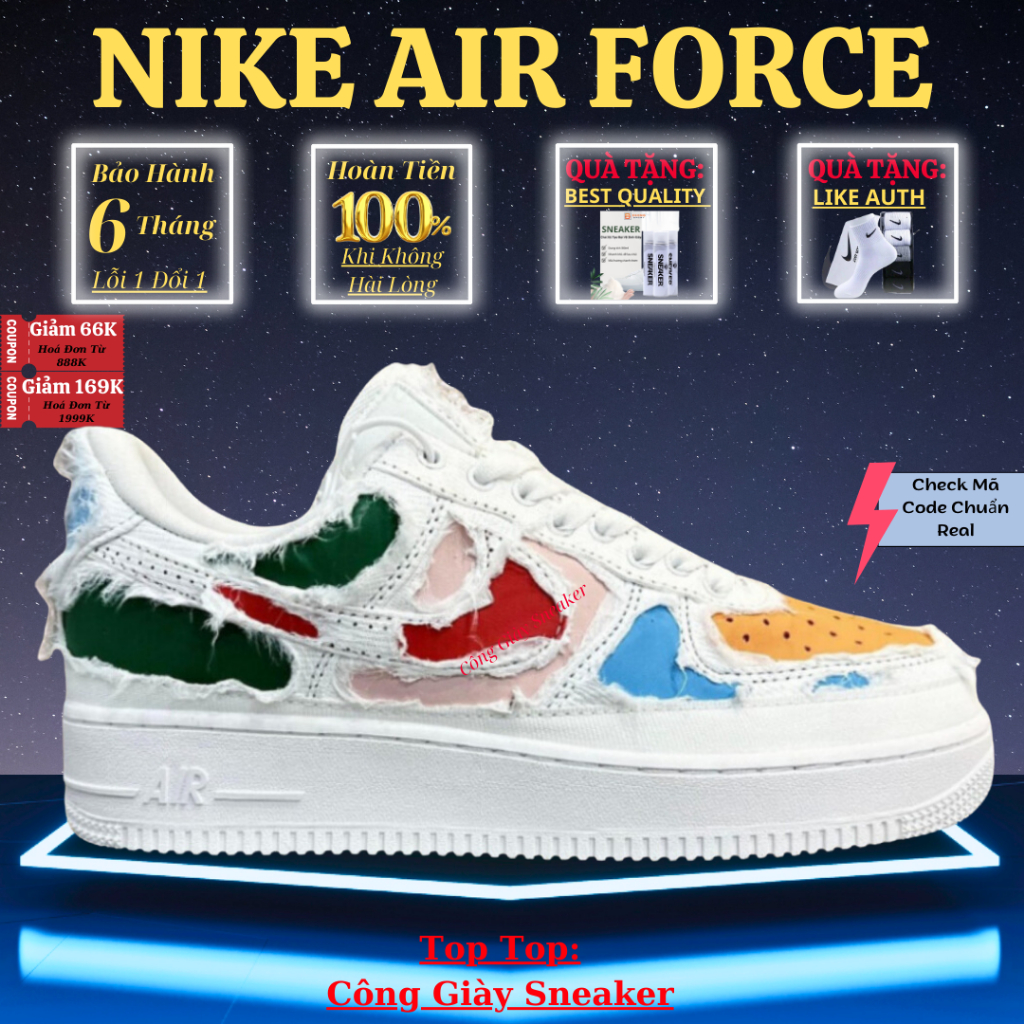 Giày Sneaker_Nike_Air Force 1Tear Away.Giày_Nike Xé Vải Ăn Mày Cao Cấp Hottrend | BigBuy360 - bigbuy360.vn