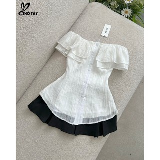 Áo kiểu nữ bẹt vai hàng thiết kế - thỏ tây
