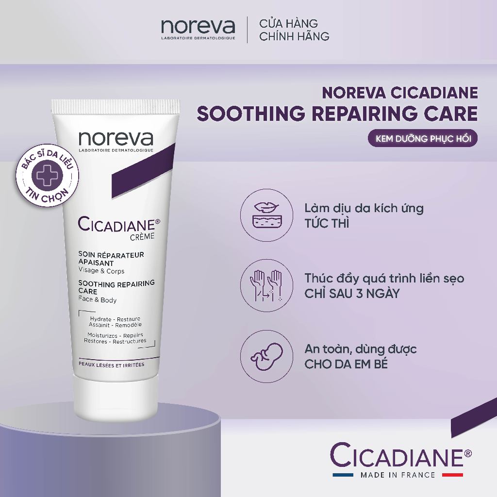 Kem dưỡng phục hồi da Noreva Cicadiane Soothing Repairing Care Cream 40ml