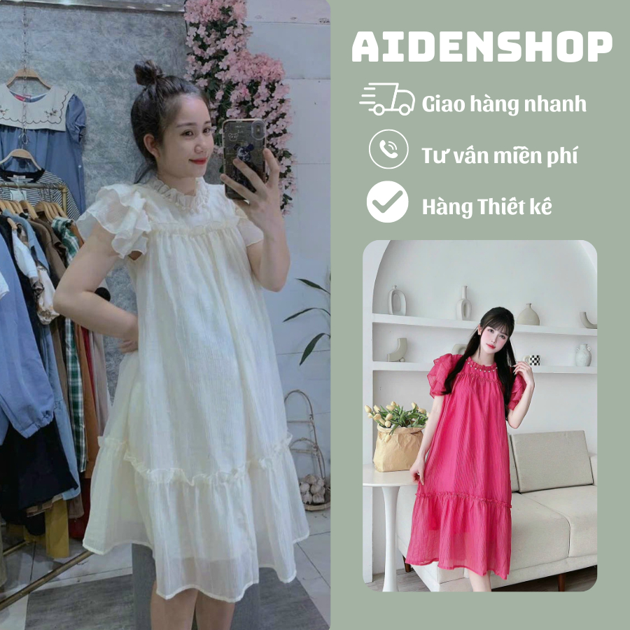 Váy bầu công sở Aidenshop đầm bầu thời trang thiết kế dự tiệc chất lụa tơ đẹp 45-65kg có video