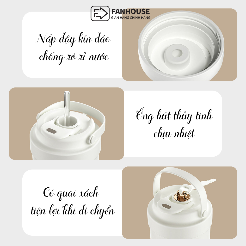 Ly giữ nhiệt Lily inox 316 lõi tráng Sứ, cốc giữ nhiệt 500ml Fan House khắc tên theo yêu cầu | BigBuy360 - bigbuy360.vn