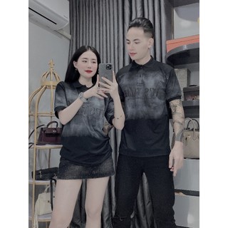 Áo thun nam có cổ tay ngắn chất đẹp phối loang in chữ nổi vải cotton co dãn thấm hút mồ hôi 2 màu trắng đen cao cấp