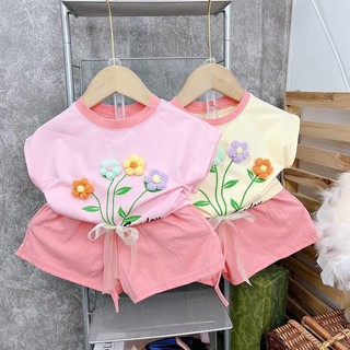 Bộ cotton hoa ngực cho bé gái.