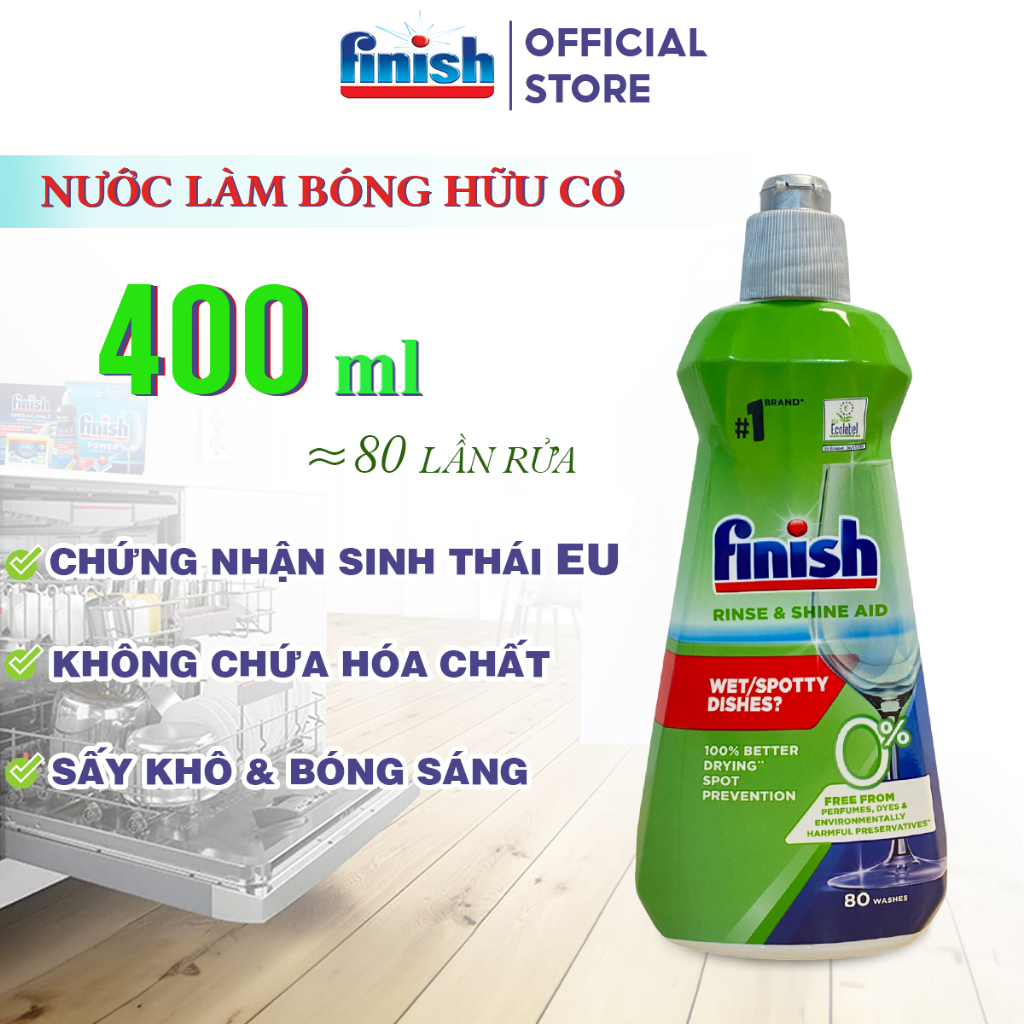 Gel Rửa Chén Finish All In 1 Max Eco 0% Không Mùi Không Hóa Chất Nhập Khẩu Châu Âu Chính Hãng Chai 900ml