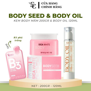 [CHÍNH HÃNG] COMBO BODY MẦM GẠO SICA WHITE & BODY OIL DƯỠNG ẨM CHO DA