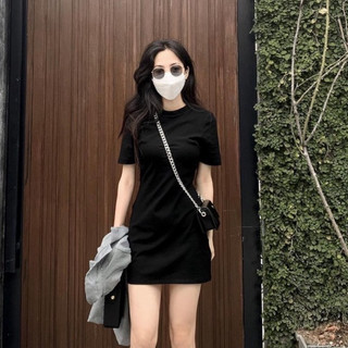 Váy Thun Ôm Body Cổ Tròn CAROLL Nữ [FREESHIP] - Đầm Váy Trơn Vải Thun Gân Mềm Ôm Gợi Cảm co giãn 4 chiều