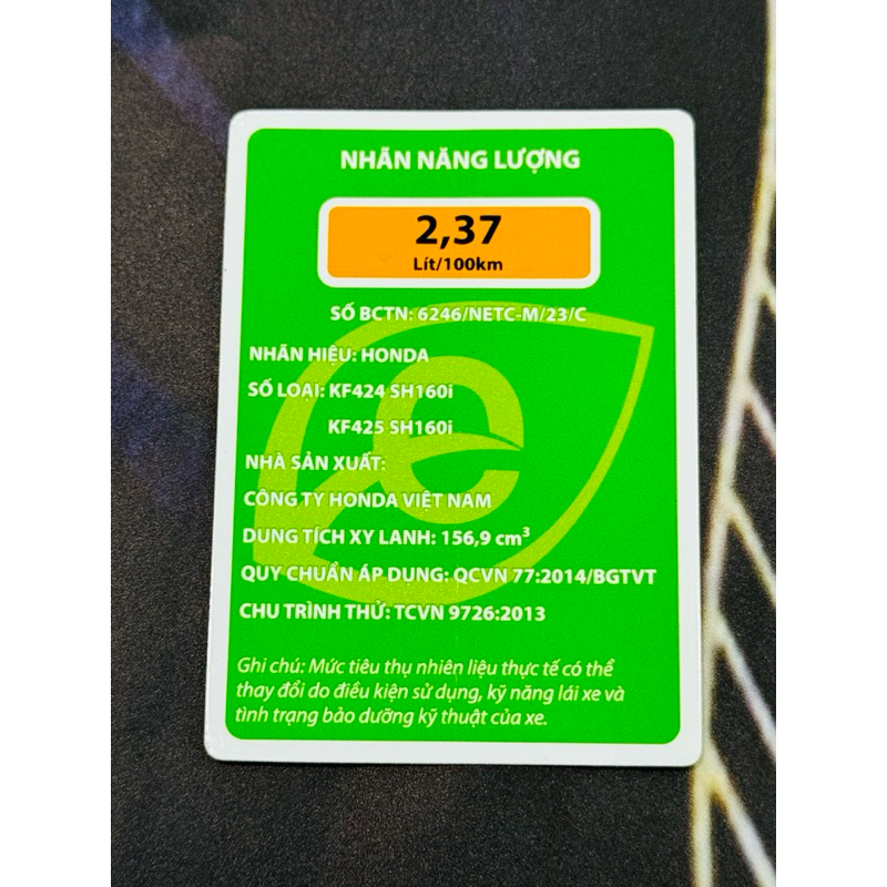 Tem thông số SH 160i 2020-2024