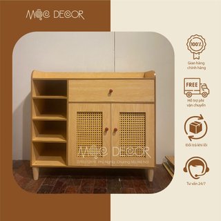  Tủ gỗ đa năng 2 cánh có giá phối mây.Gỗ MDF cao cấp phủ Melamine chống thấm phong cách hiện đại  tủ mây MINE  
