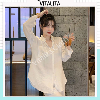 Áo sơ mi đũi trắng Form rộng Oversize phong cách Ulzzang Hàn Quốc - Phối đồ cực sang