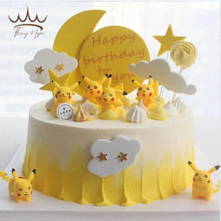 Bộ 6 pikachu trang trí bánh - phụ kiện trang trí bánh kem phụ kiện bánh sinh nhật