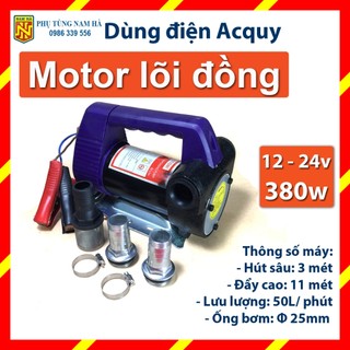 Máy bơm dầu nhớt 12v 24v 220V motor lõi đồng, dùng bơm dầu diesel, bơm dầu thủy lực, bơm dầu nhớt bôi trơn
