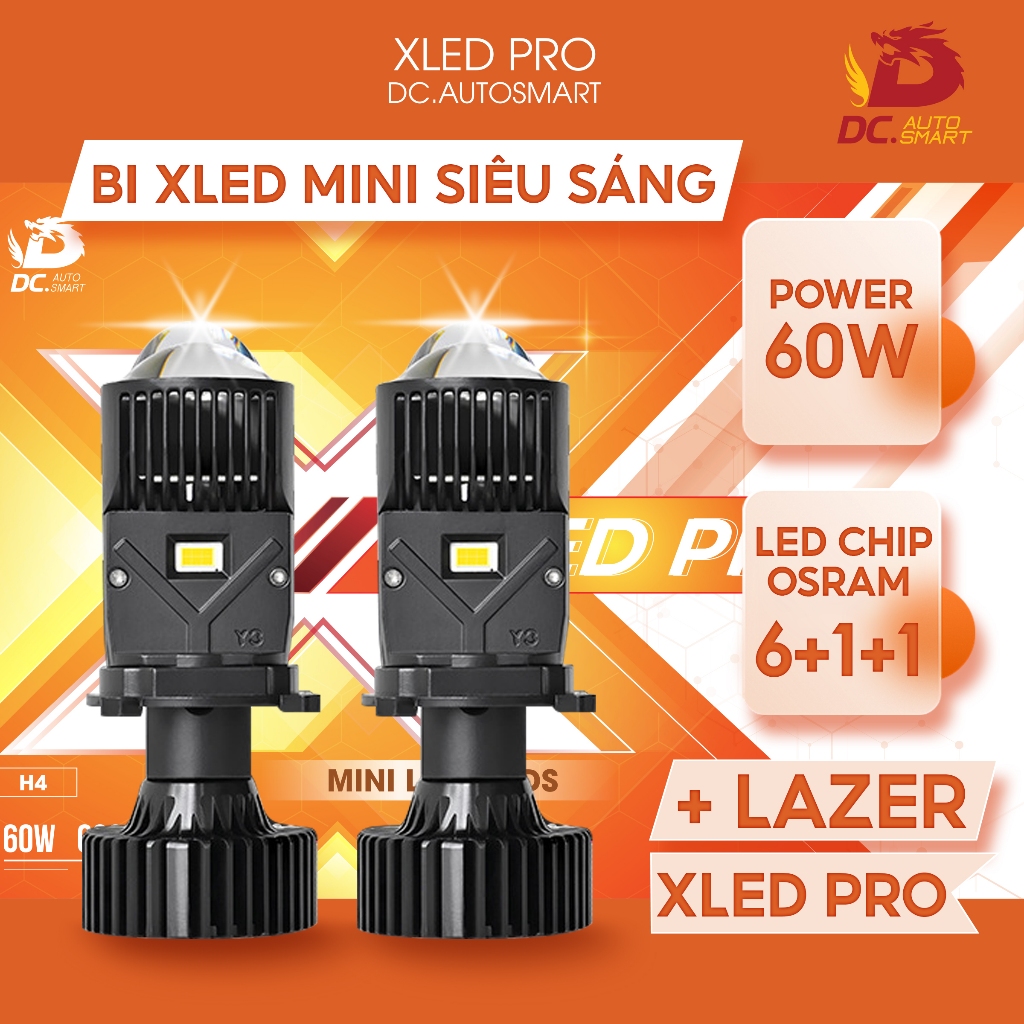 Bi Led Mini XledPro Cho Ô Tô Chân H4 ( Mặt cắt Cos, Pha ) Siêu Sáng Mini Led Lends DcAutoSmart