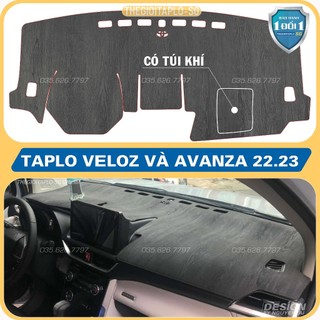 [Veloz và Avanza đời 2022 đến 2024] Thảm taplo ô tô da cacbon,da vân gỗ,và tuyết nhung 3 lớp dày 1cm chống nắng cao cấp