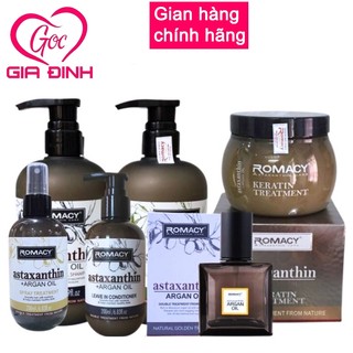 BỘ DẦU GỘI XẢ, HẤP Ủ, DƯỠNG PHỤC HỒI, SUÔN MƯỢT, GIẢM RỤNG ROMACY ASTAXANTHIN ARGAN OIL