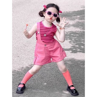 Quần áo bé gái- Set bộ đồ yếm 2 chi tiết dây lệch bé gái dễ thương từ 1 tuổi đến 5 tuổi