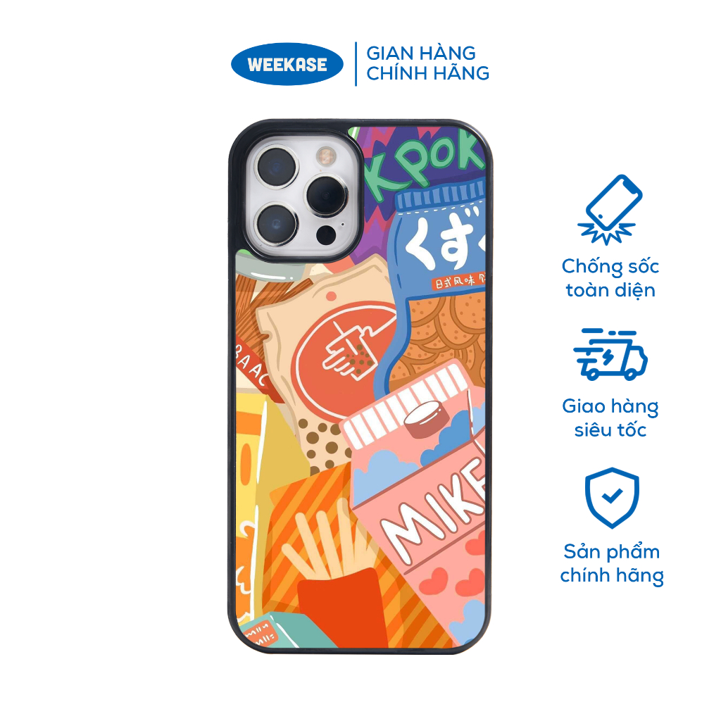 Ốp lưng iPhone viền đen, trắng chống sốc chống va đập Weekase in hình Trà sữa - Màu in cực bền