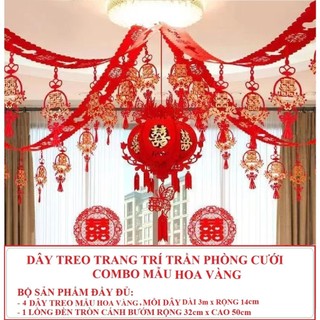  ĐÁM CƯỚI - DÂY TREO CHỮ HỶ ĐỎ VÀ LỒNG ĐÈN CHỮ PHÚC TRANG TRÍ ĐÁM CƯỚI SANG TRỌNG 