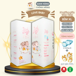 Tã Bỉm Quần size XL 38 miếng hữu cơ PinkDream Love Baby mỏng nhẹ siêu thấm hút cho bé từ 12-17kg