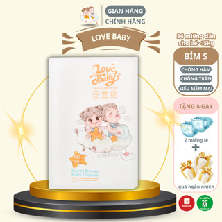 Tã/Bỉm Dán New Born Pinkdream Lovebaby hữu cơ cao cấp size NB 36 miếng cho bé sơ sinh dưới 5kg