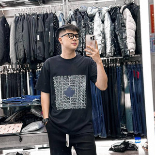 Áo phông dsq nam in logo hình chiếc lá siêu đẹp - áo sweater lá dsq nam in chữ siêu nét lá chữ