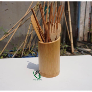 Ống Đũa Tre Vàng Vát Chéo, Ống Đựng Dụng Cụ Nhà Bếp Bằng Tre Tự Nhiên Chống Ẩm Mốc Dùng Trong Gia Đình, Nhà Hàng