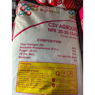 Phân bón 20-20-15 bao 25kg hạt xanh, nhanh tan