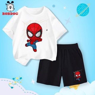 Đồ bộ bé trai BOBDOG 2024, set quần da cá áo thun cotton in hình cute người nhện -CQ- BDO58 cho bé