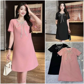 Đầm tiểu thư cổ nơ dạo phố đi tiệc sang chảnh - Váy suông cao cấp