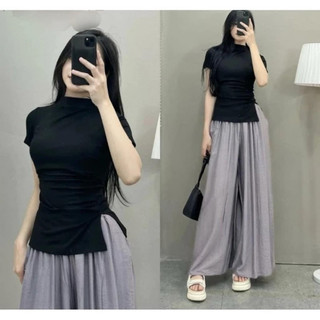 Áo Tăm Nhún Li Xẻ Hông Cổ 3 Phân - Thời Trang Siêu Đẹp