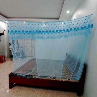 Màn tuyn mắc dây, mùng tuyn mắc dây, diền thêu ren 1 mặt không cửa, màn chống muỗi, chất vải voan lạnh thoáng khí.
