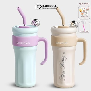 Ly giữ nhiệt Tyeso Believe 1250ml cao cấp 24h Fan House bình nước toàn bộ bằng inox 316, bình nước khắc tên